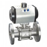 Three panel flange pneumatic ball valve