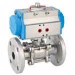 Three panel flange pneumatic ball valve